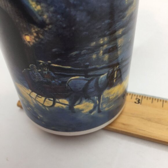 Vtg Thomas Kinkade Winter Evening Memory Covered Bridge Horse Sleigh Coffee Mug - Picture 7 of 10